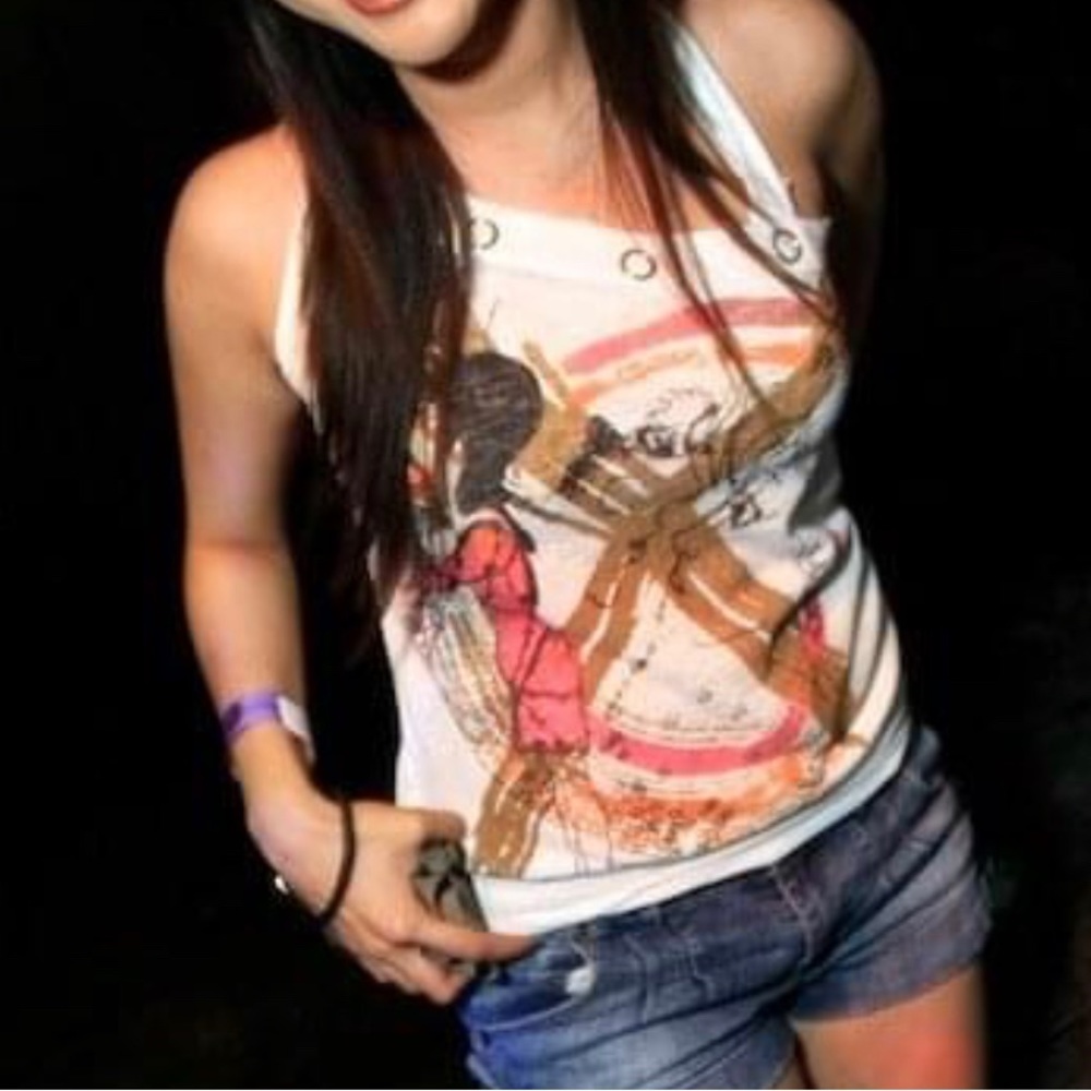 Abstract Art Mesh Halter Top - Picture 5 of 5